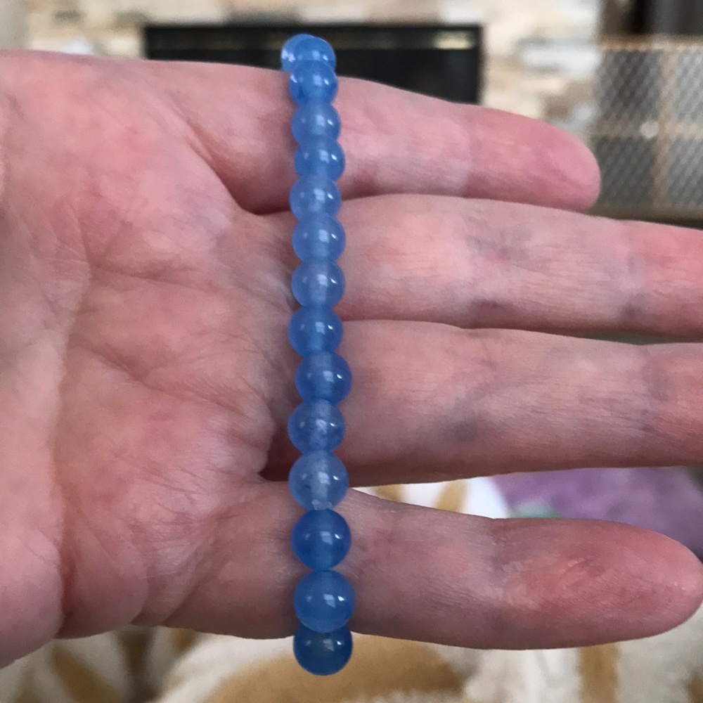💙AQUAMARINE 6mm GENUINE HEALING BRACELET NWOT 3 FOR $25 FITS 6.5-8in WRIST